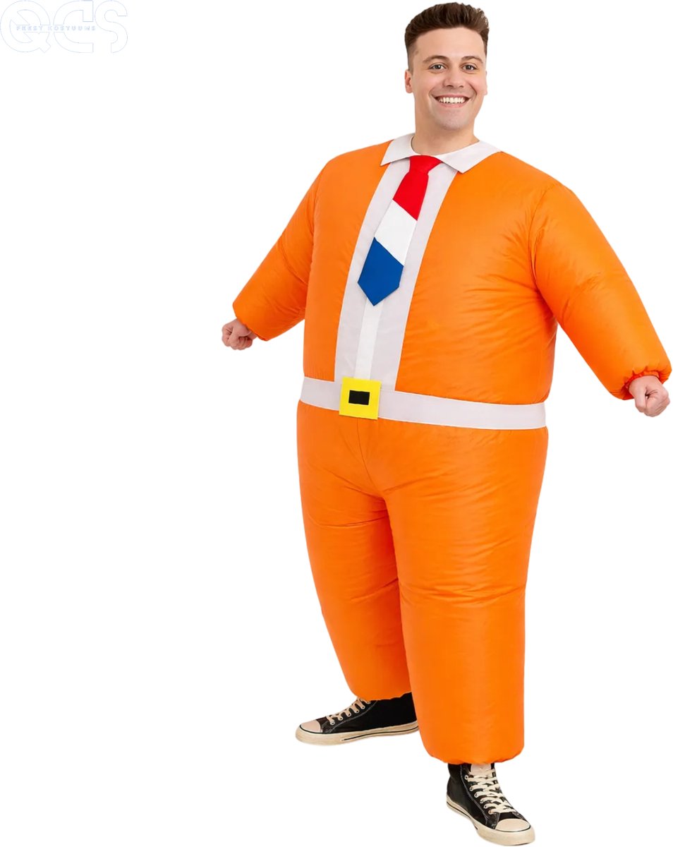 QCS Feestkostuums opblaasbaar Oranjepak/WK Voetbal - 160 tot 200 cm - opblaas Oranje outfit/Feestpak/Nederland/Holland/voetbal/WK 2026/Oranjekleding — afbeelding 4