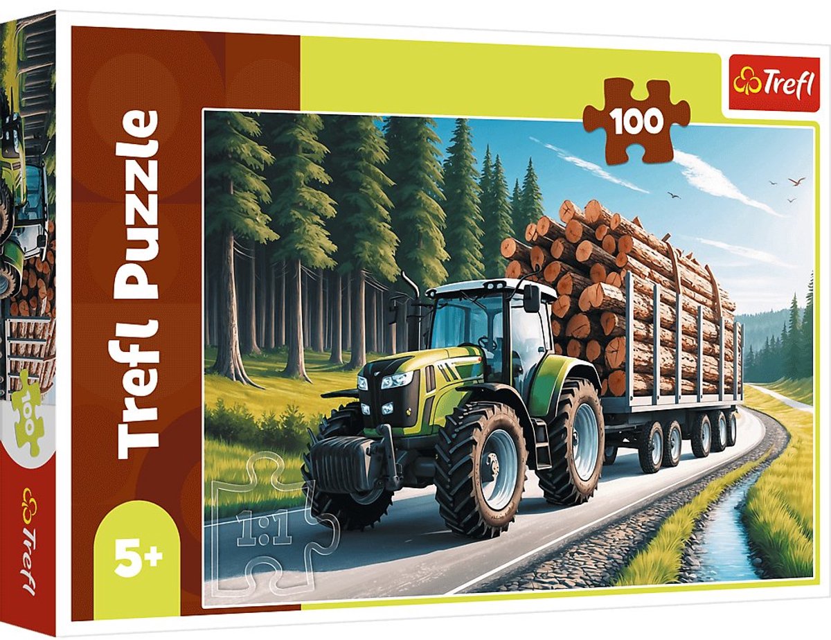 Trefl puzzel 100 stukjes - bos tractor - FSC Mix 70% - voertuigen.