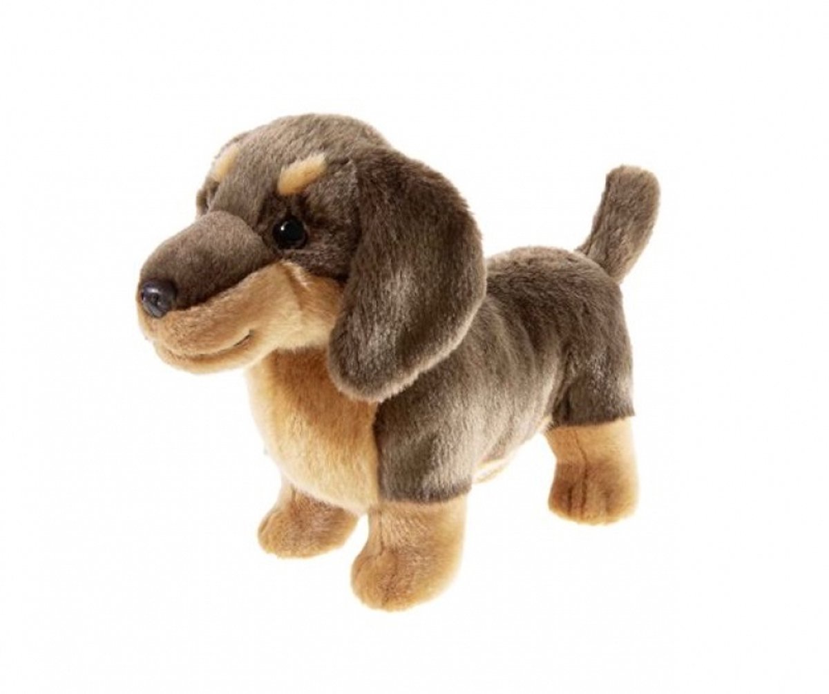 Heunec pluche tekkel knuffel hond 20cm multicolor speelgoed.