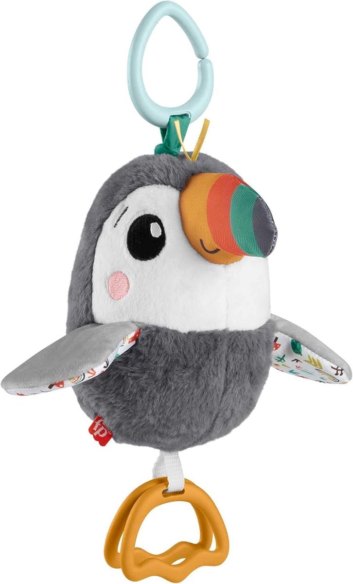 Baby Knuffel - Zintuiglijk Speelgoed - Voor Onderweg - Knisper & Klik Geluid - 17.8 x 14 x 29.2 cm