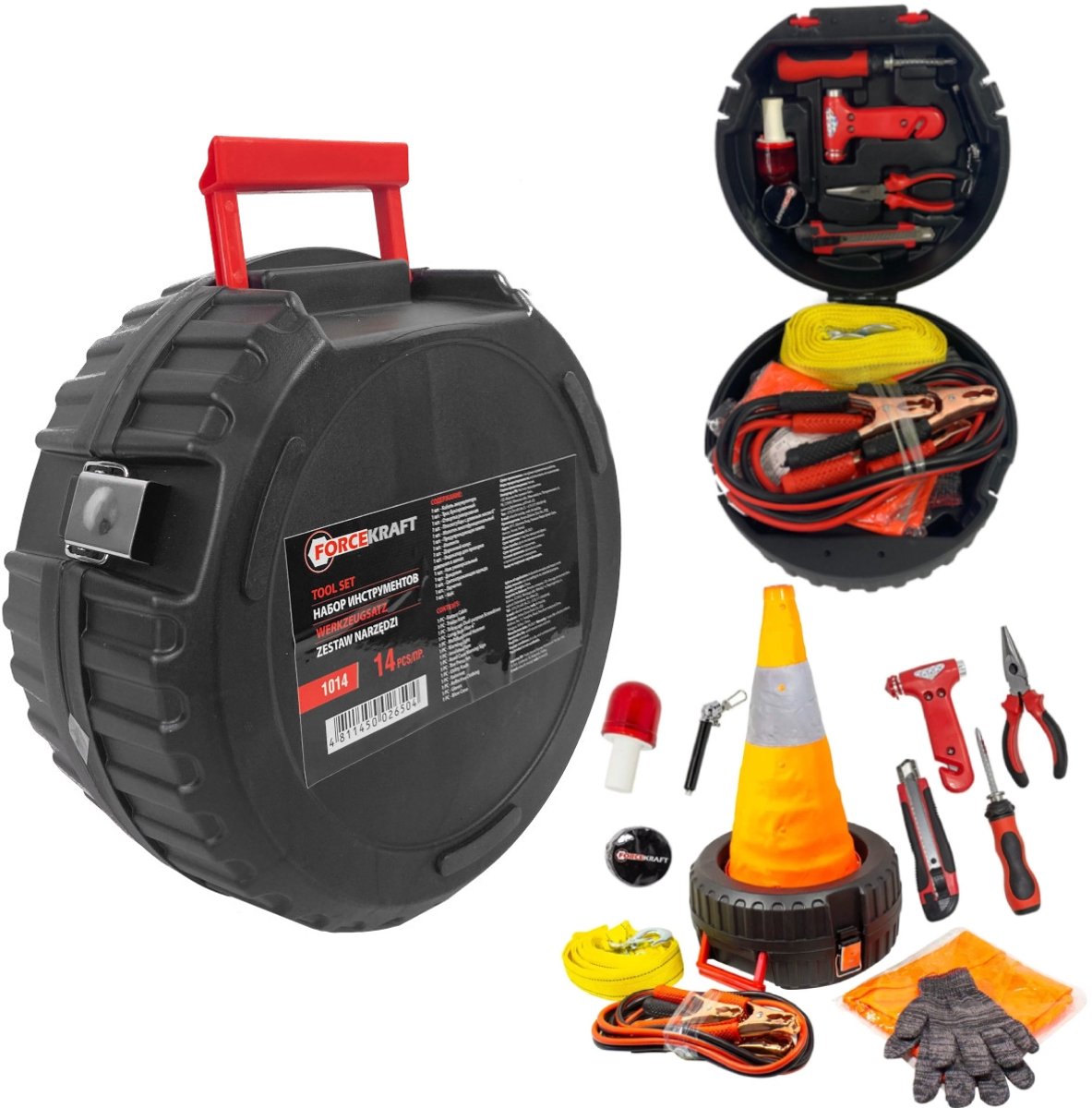 Forcekraft FK-1014 - Compleet Auto Noodpakket - 14 Stuks - Inclusief Kamizelka en Lampa