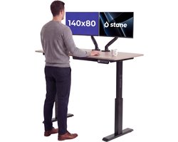 Stane Zit Sta Bureau Elektrisch Verstelbaar - 4 Geheugen Standen - Incl. Kabelgoot - 140 x 80 cm - Eiken