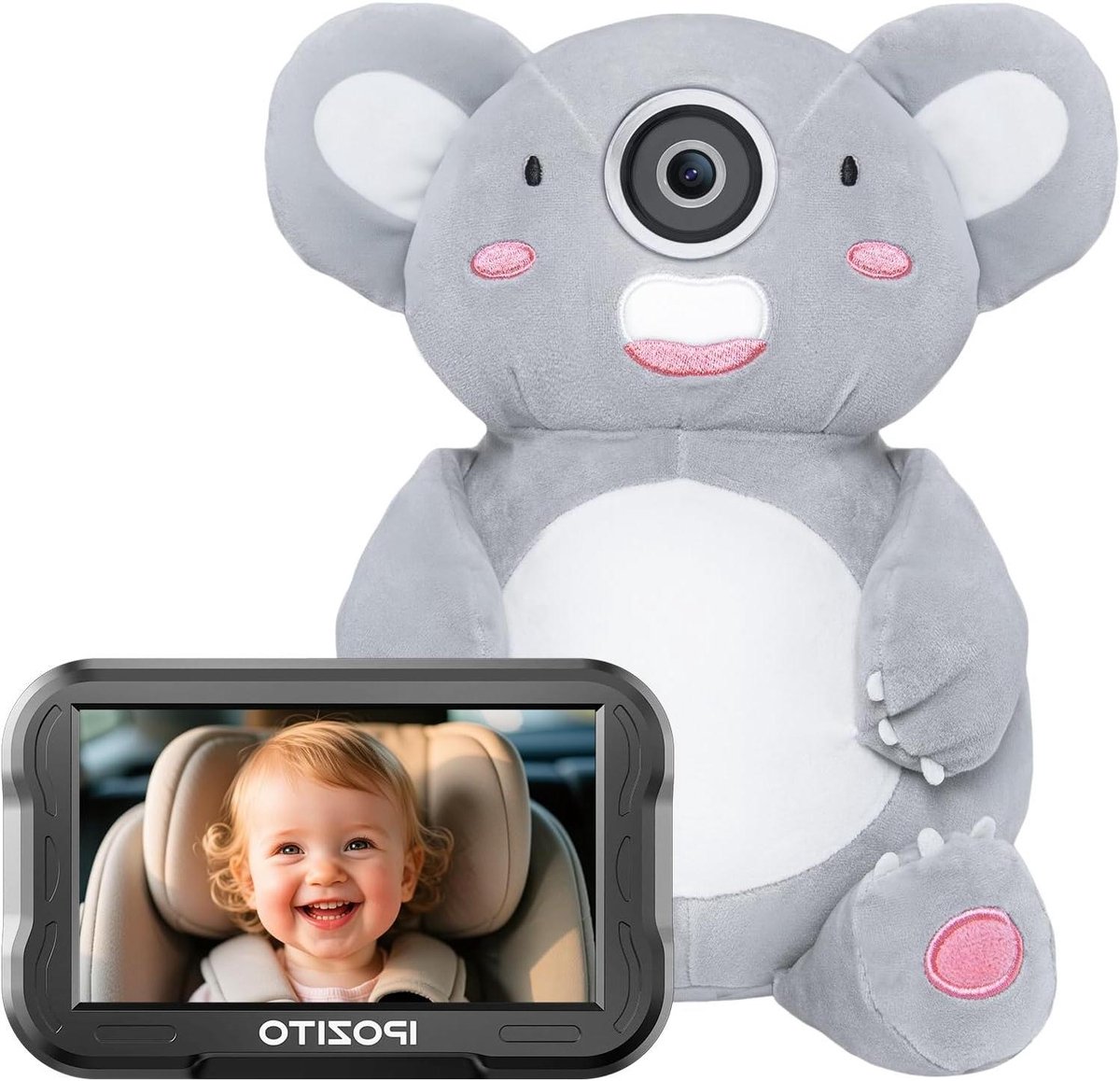 Baby Autocamera - Babyfoon - Veiligheid Baby - 1080p HD Nachtzicht - 35.5x28x15cm - zwart