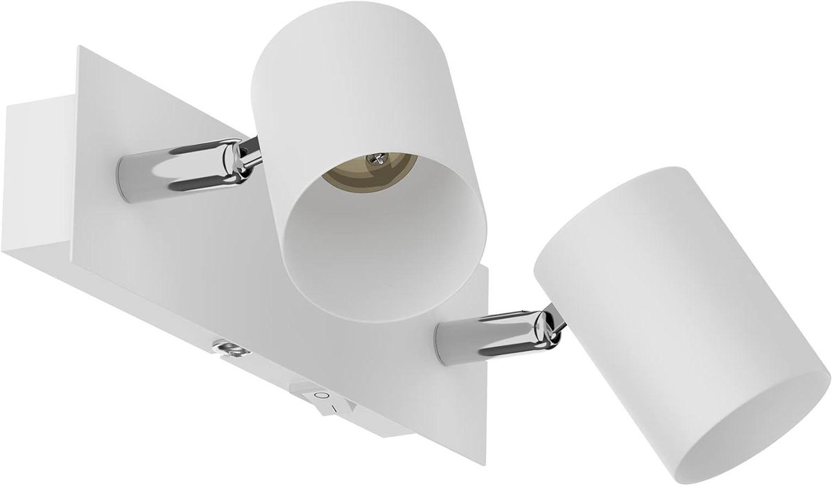 Wandlamp Hoekig - Wandspot 2-lichts - Gerichte Verlichting - Zwenkbare Lampkop - 22x12x6 cm - Wit Mat