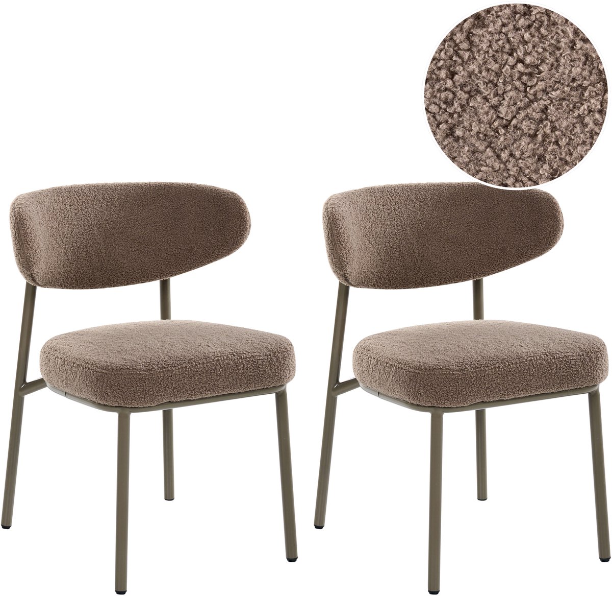 UNITY - Set van 2 eetkamerstoelen - Taupe - Bouclé