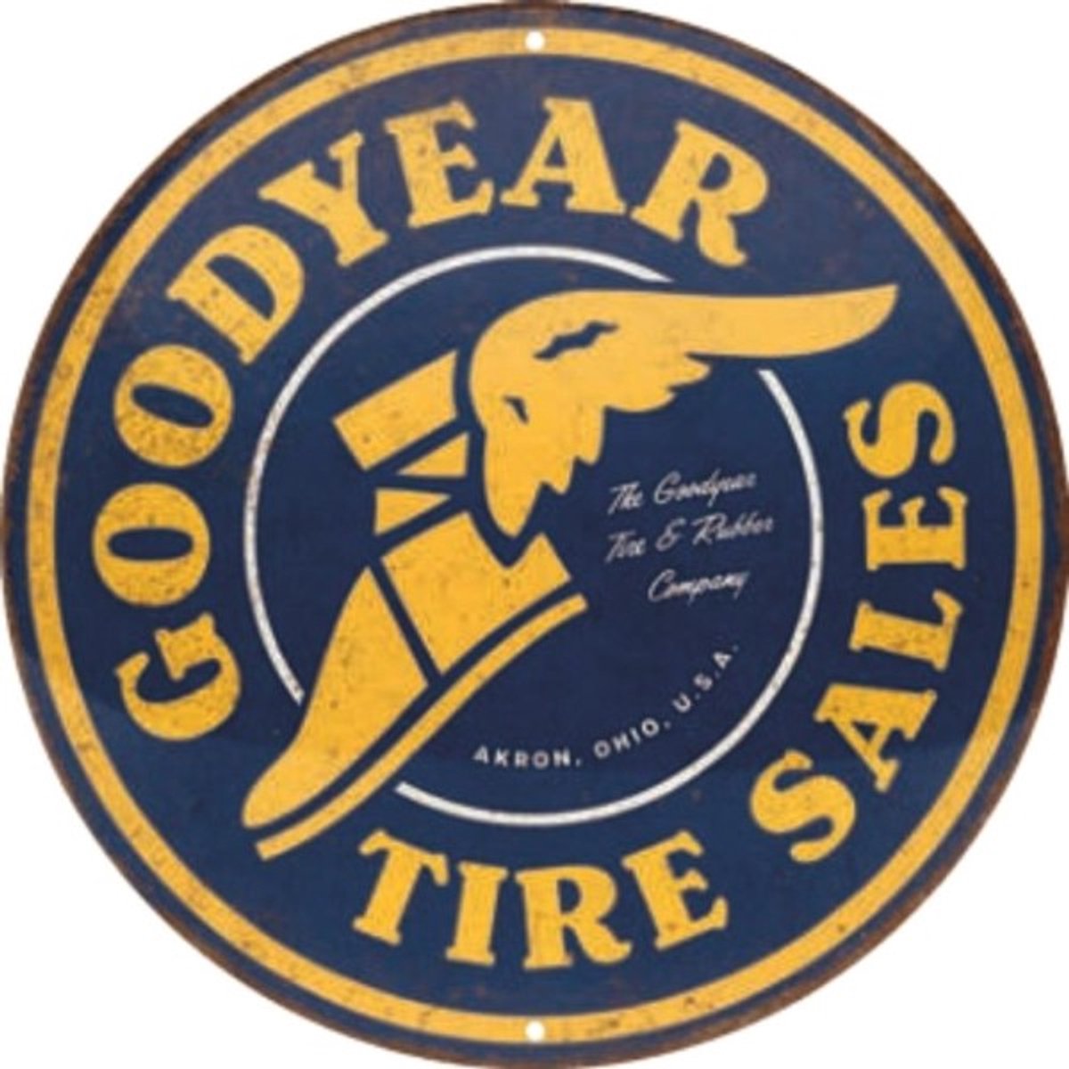 Wandbord Auto Garage Man Cave Rond - Round Sign – Goodyear – Tire Sales