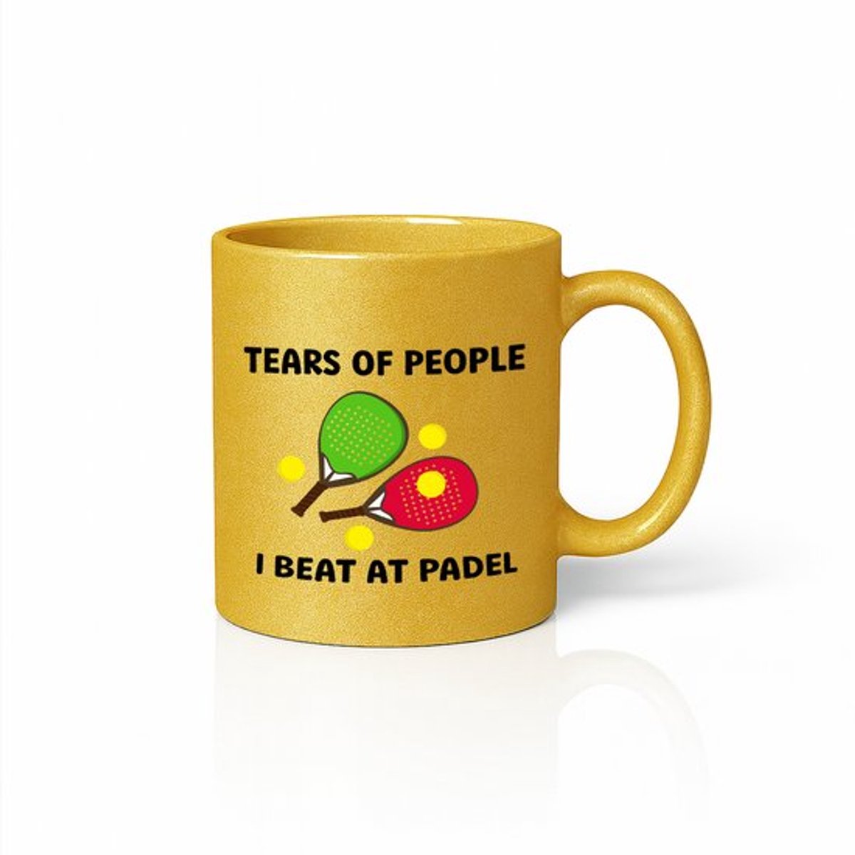Gouden Glitter Grappige Padel Mok 330 ml – “Tears of People I Beat at Padel” Koffiemok – Humoristisch Cadeau voor Padelspelers
