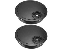 MroMax 3 "Bureau Doorvoer Zinklegering 78mm Kabel Gat Cover Cord Bureau Doorvoertules Schik Draden Organizer voor Thuiskantoor Bureau Kabel Koord Zwart 2 Stks