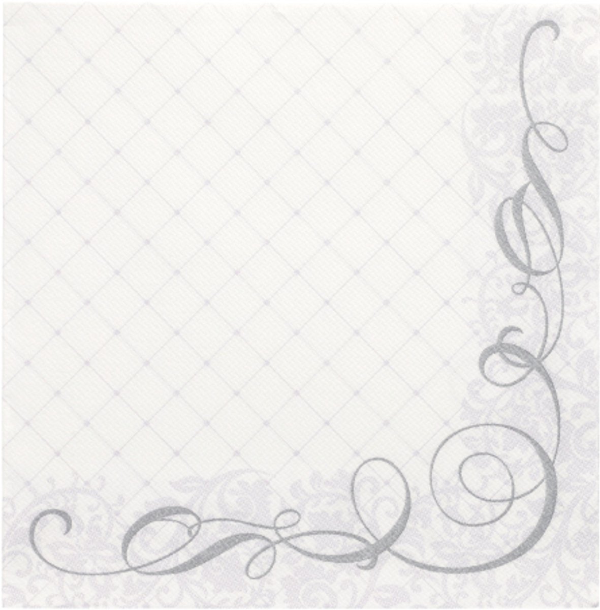 5x 50 Servetten ROYAL Collection 1/4 vouw 40 cm x 40 cm zilver Megan