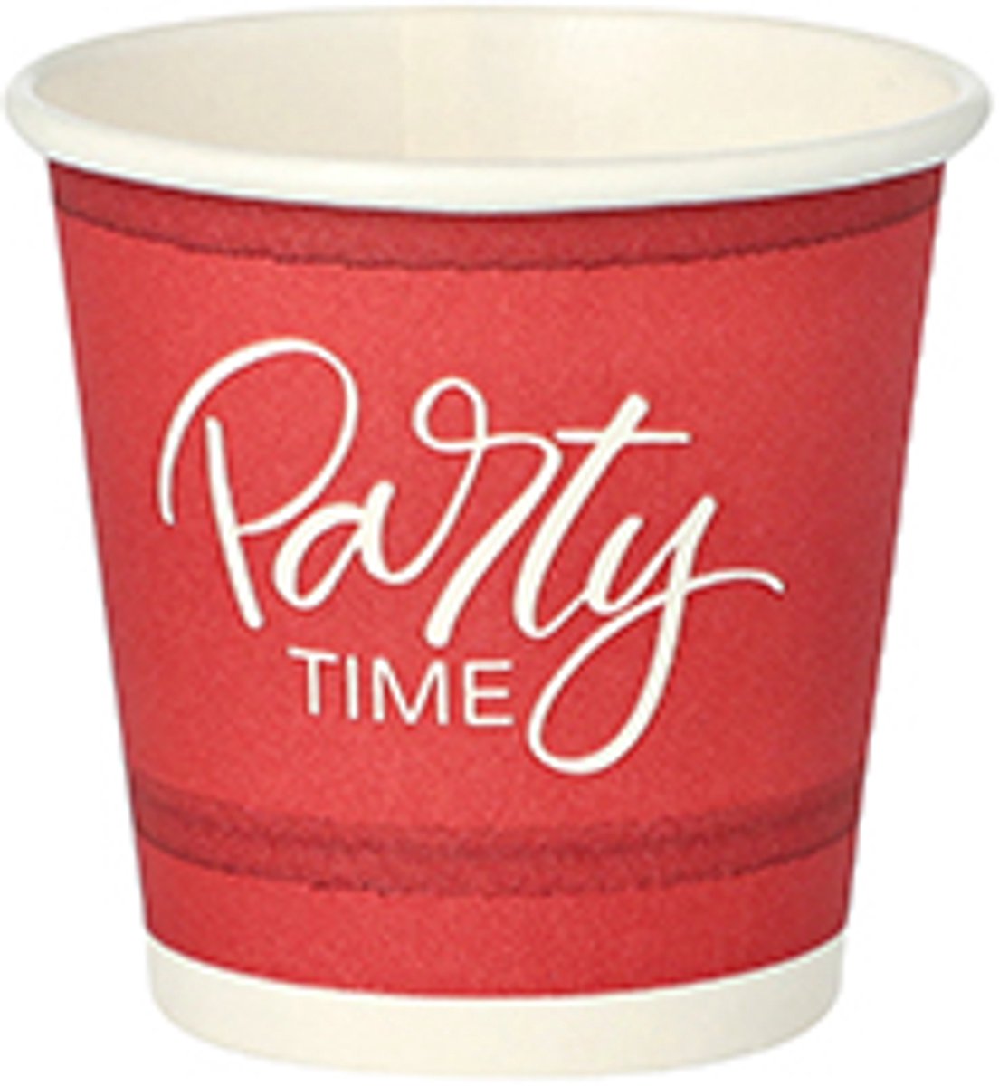 Shotglas, Karton 5 cl Ø 5 cm · 5 cm rood "Party Time" (150 stuks)
