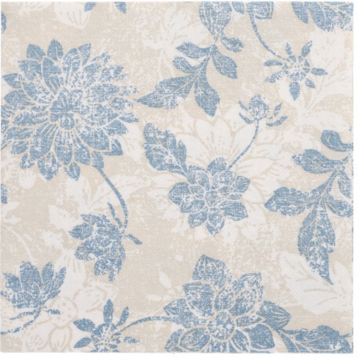 5x 50 Servetten ROYAL Collection 1/4 vouw 40 cm x 40 cm arctisch blauw Flowers