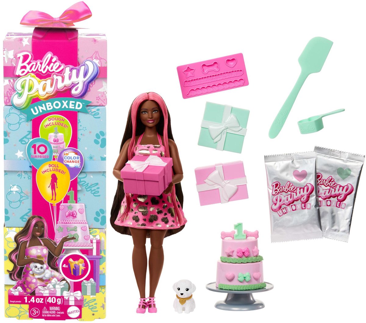 Barbie Party unboxed 2/1 pop met knalroze jurk