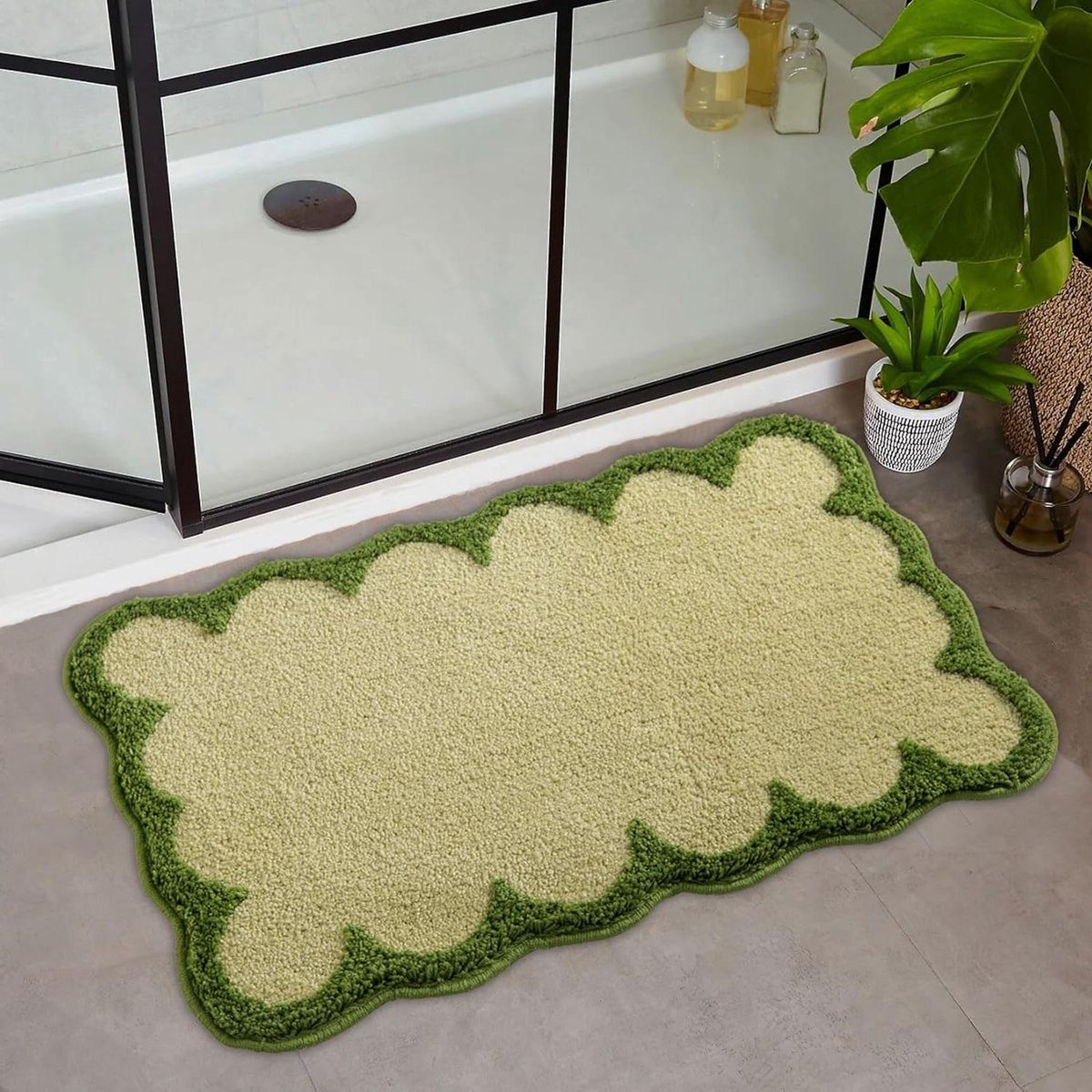 Geschulpte badmatten groene badkamermatten antislip wasbaar schattige badmatten microvezel