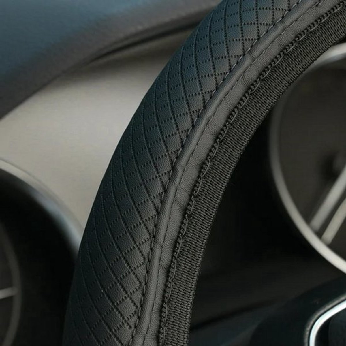 Stuurhoes voor auto -Universeel- microvezel stuurhoes universeel maat M 37-38 cm, zacht, antislip, ademend, zwart – foto 4