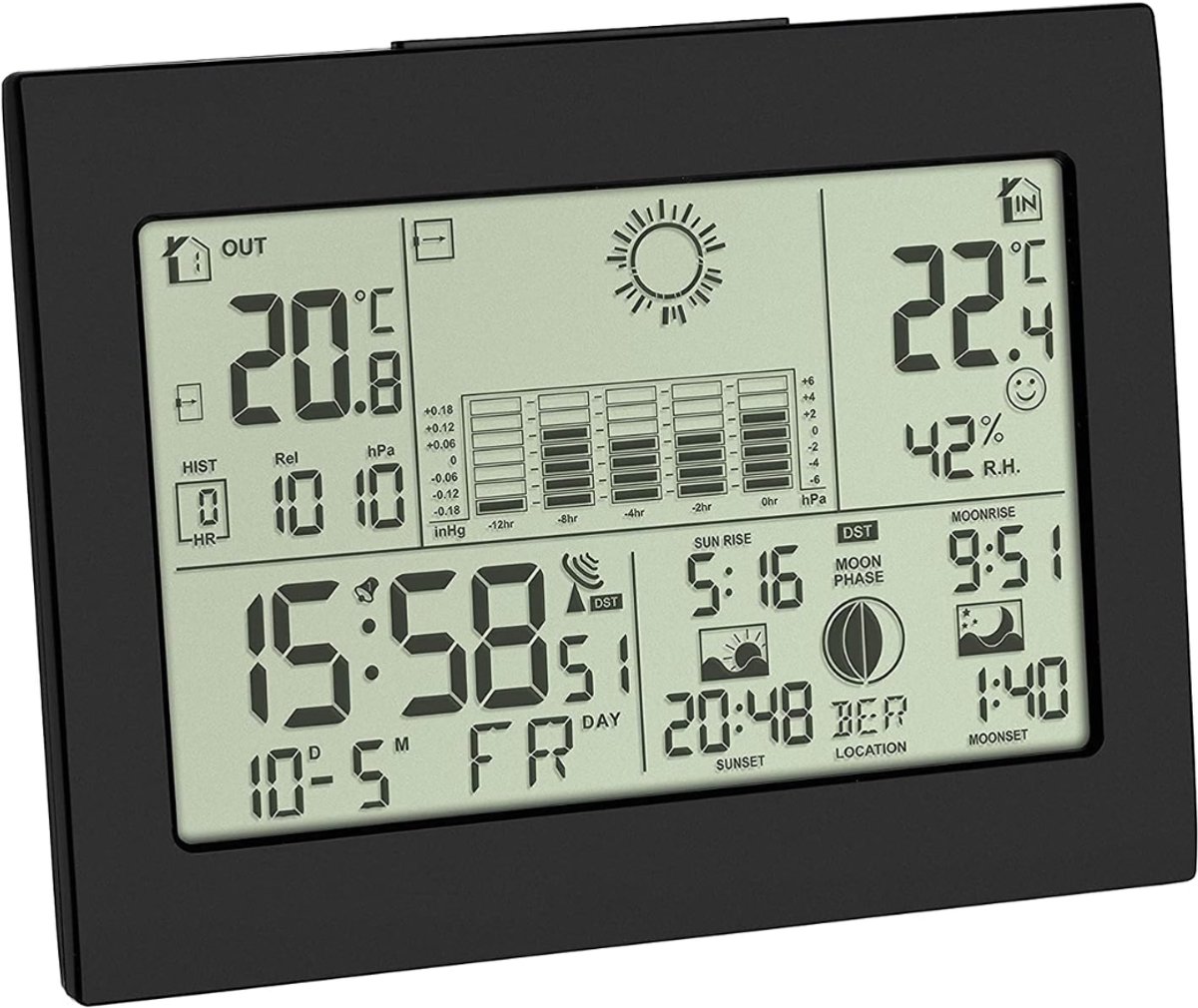 VH Supplies®Weerstation Binnen en Buiten - Draadloos weerstation - Weerdisplay - Zwart