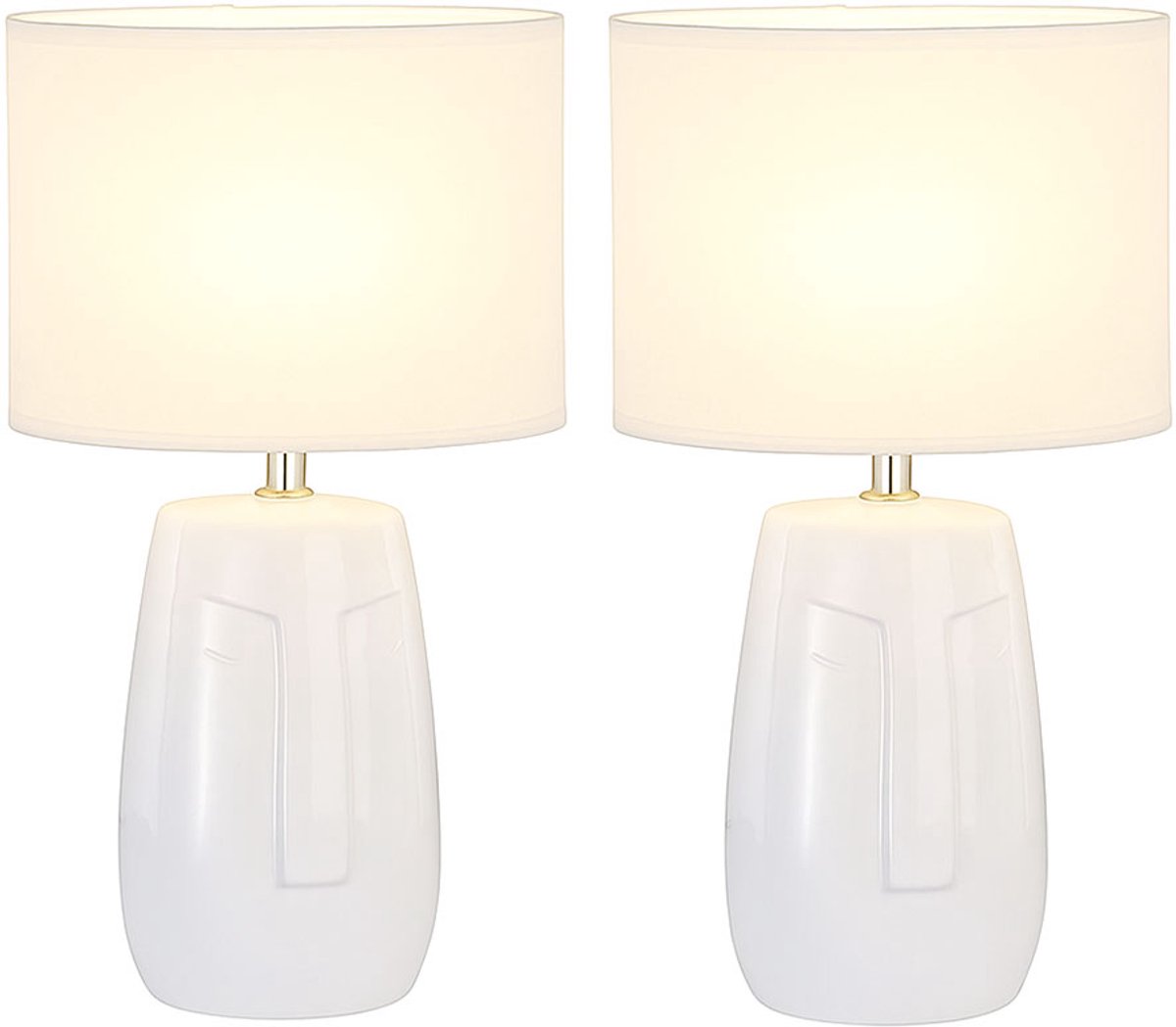 Tafellamp Nachtlamp Tafellamp Stoffen bedlamp wit Slaapkamerlamp Leeslamp, wit keramiek, 1x E14 fitting, DxH 22x38,5 cm