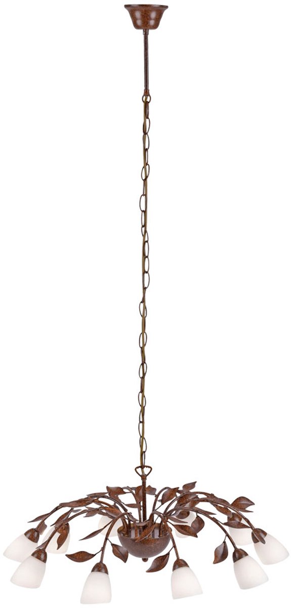 Hanglamp vintage roest hanglamp eetkamer retro kroonluchter woonkamer plafondlamp hangend met glas, metaal, 10x G9, DxH 60x118 cm