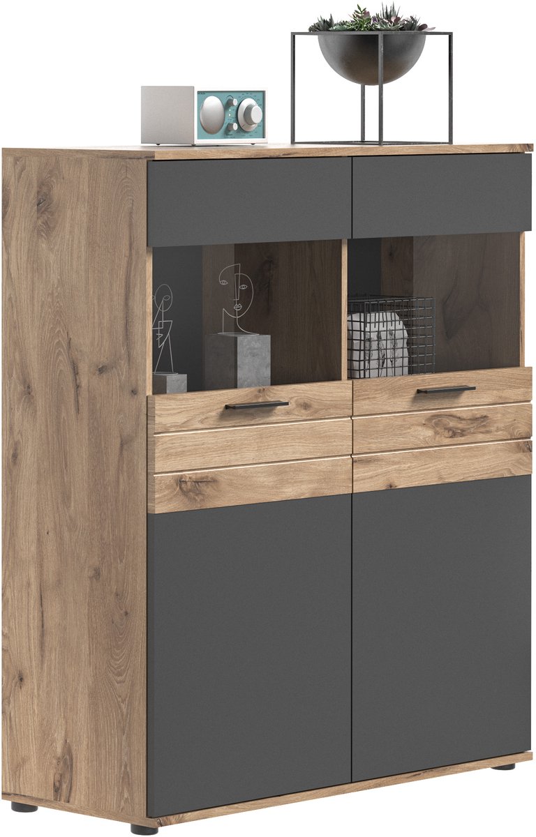 Xonox.Home Mason vitrinekast 112x191 cm Braun / Grau