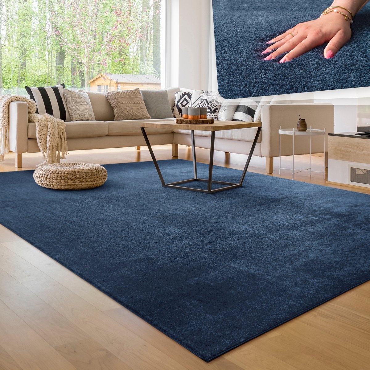 Paco Home Moderne woonkamer tapijt kortpolig wasbaar zacht uni effect bont antislip 140x200 cm