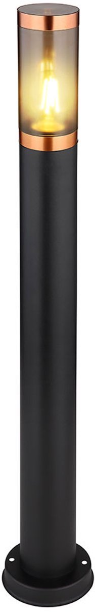 Padlamp tuinlamp buiten staande lamp vloerlamp roestvrij staal, koper accent black smoke, 1x E27, DxH 7,6x80 cm