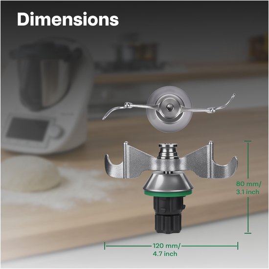 Deegmes RVS Geschikt voor Thermomix TM7, TM6 & TM5 van MMOBIEL - Deegmengmes met Verhoogde Messen voor Centrale Kneedkracht - Ideaal voor Brood- en Pizzadeeg - Voor Thermomix Keukenmachines — afbeelding 5