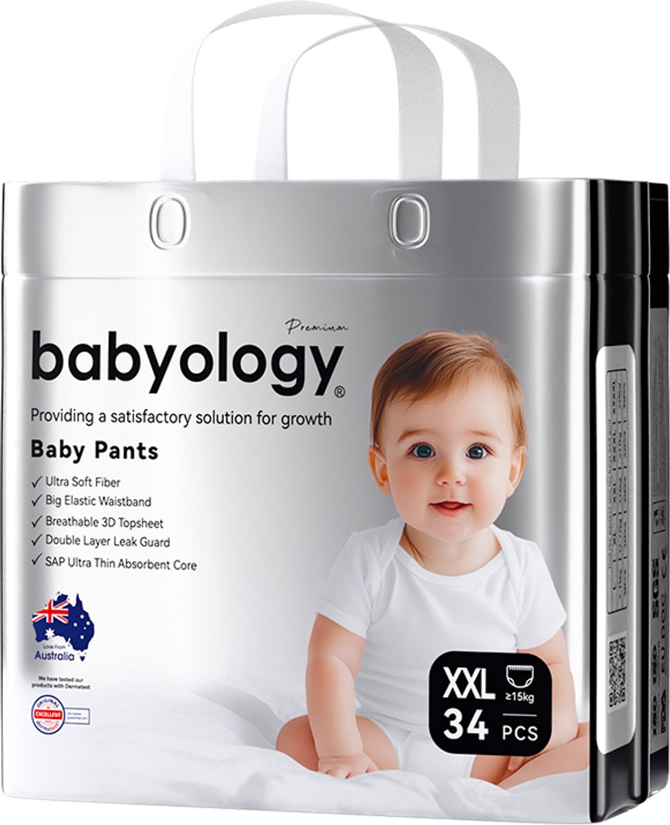 Luierbroekjes Maat 6 (15kg+) - Premium Kwaliteit - 34 Stuks - Dermatologisch Getest - 12+ Uur Droog - Ultra Zacht en Ademend - Dubbele Anti Lek Bescherming - REACH Getest