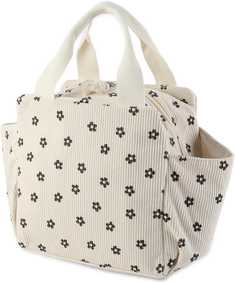 Picknicktas - Picknickmand - Lunchtas - Lunch Bag - Koeltas - Koelrugtas - Koelrugzak - Cooler Bag - Thermotas - Corduroy - 12L - Bloemen - van Imperatoris