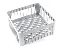 Spoelmand Vaatwasser - Vaatwasmand Bestekhouder - Horeca Keuken - Stapelbaar Grofmazig - 40 x 40 x 15 cm - Grijs