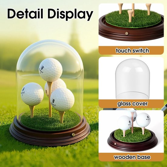 Golfbal Vitrine - Golfbal Houder - Memorabilia Tonen - Met LED Verlichting - Acryl en Hout — afbeelding 5