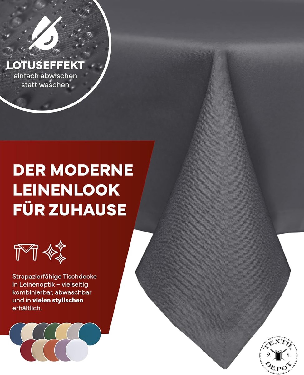 Tafelkleed Rond - Tuintafelkleed - Buiten Eten - Lotuseffect Waterafstotend - 140 cm - Grijs