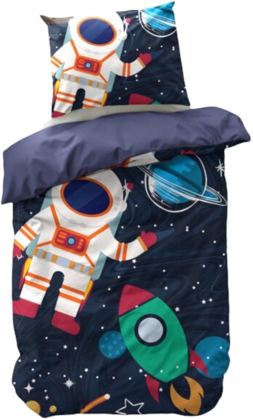Bedsupplies Space Man Dekbedovertrek - 140x200/220 cm - Eeenpersoons - Astronauten Print - Inclusief Kussensloop 60x70 cm