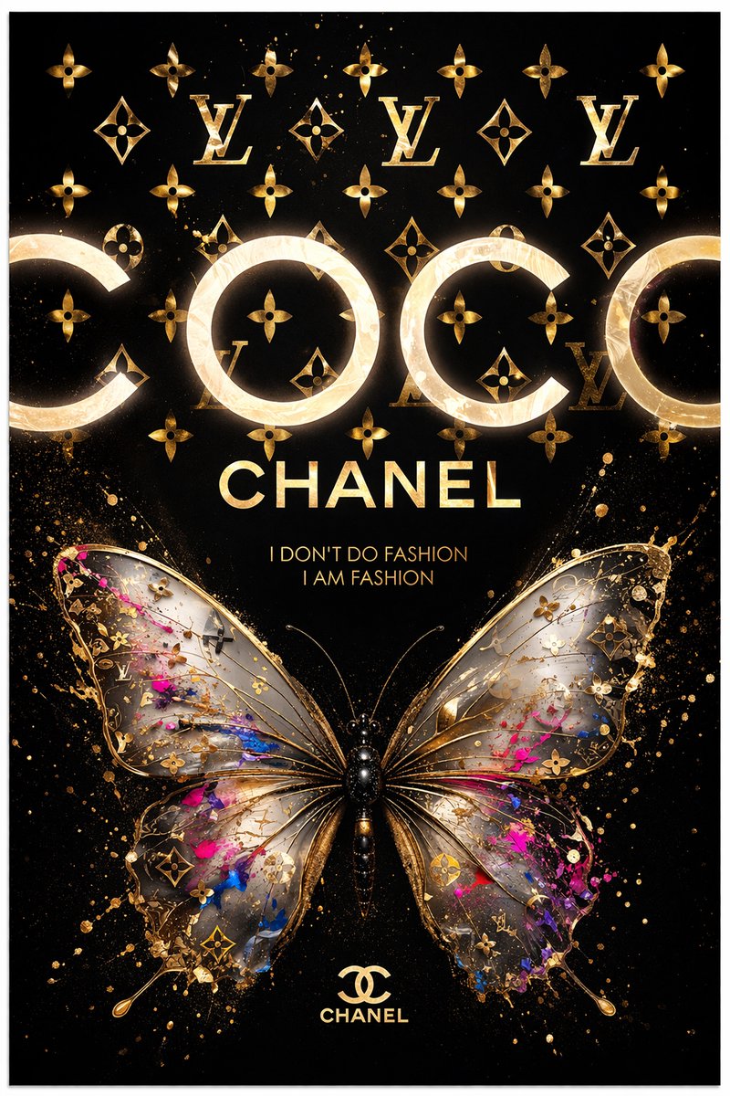 blackarts Coco chanel Flower schilderij op plexiglas 50x80cm color