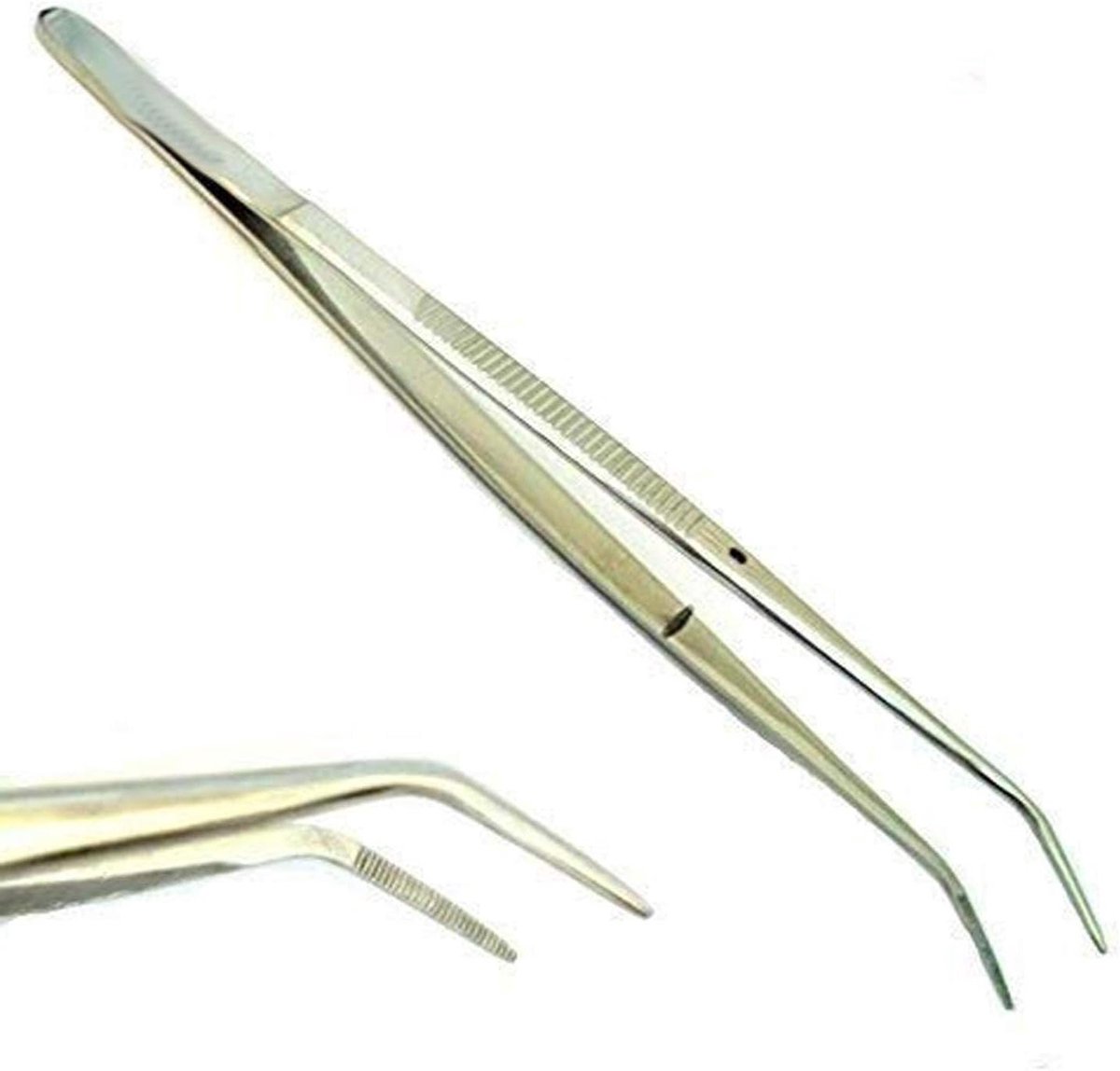 Gebogen Pincet - Insecten Tang - Aquarium Planten - Roestvrij Staal - 16 cm Lengte