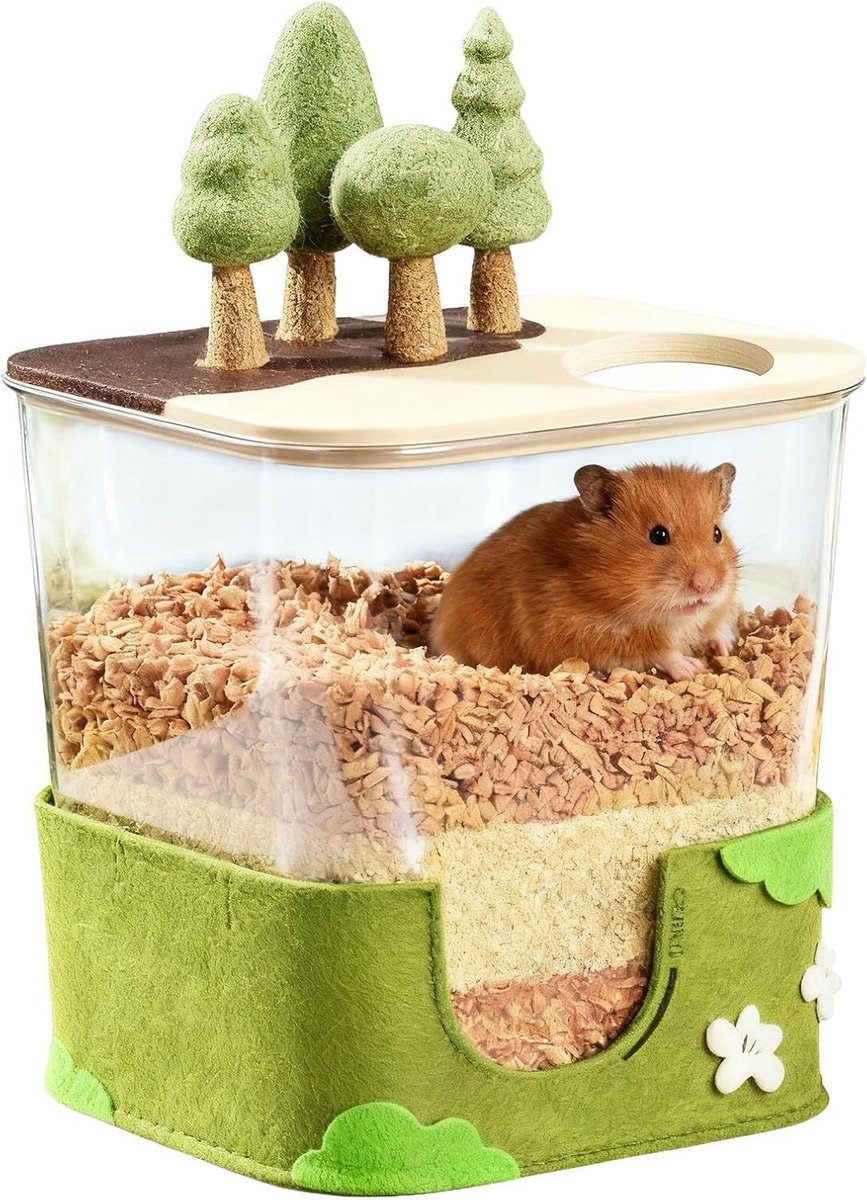 Hamster Zandbad - Gerbil Schuilplaats - Gedrag Verrijking - Transparant Ontwerp - 21 x 17.5 cm - Transparant