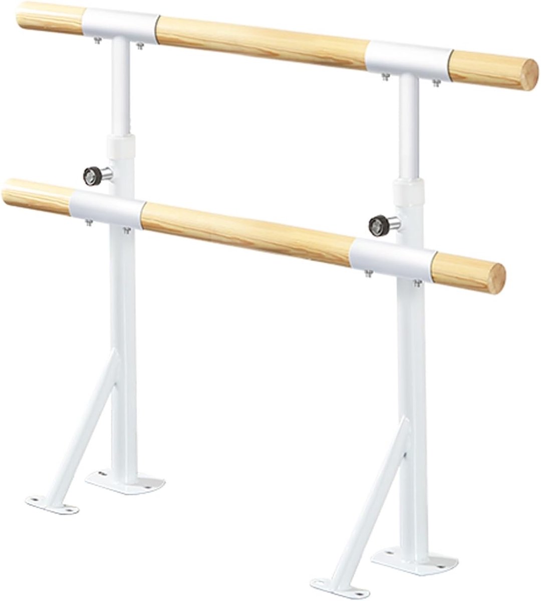 Dansleuning Dubbel - Gymnastiek Stang - Ballet Training - Vrijstaand Massief Hout - 150cm Lengte