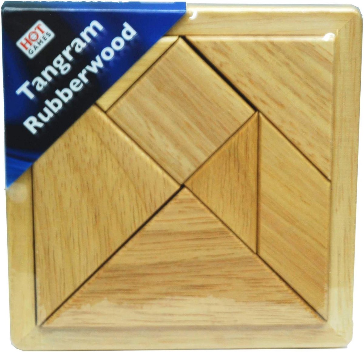 Houten Puzzel - Tangram Spel - Ruimtelijk Inzicht - 7 Massieve Stenen - 12cm