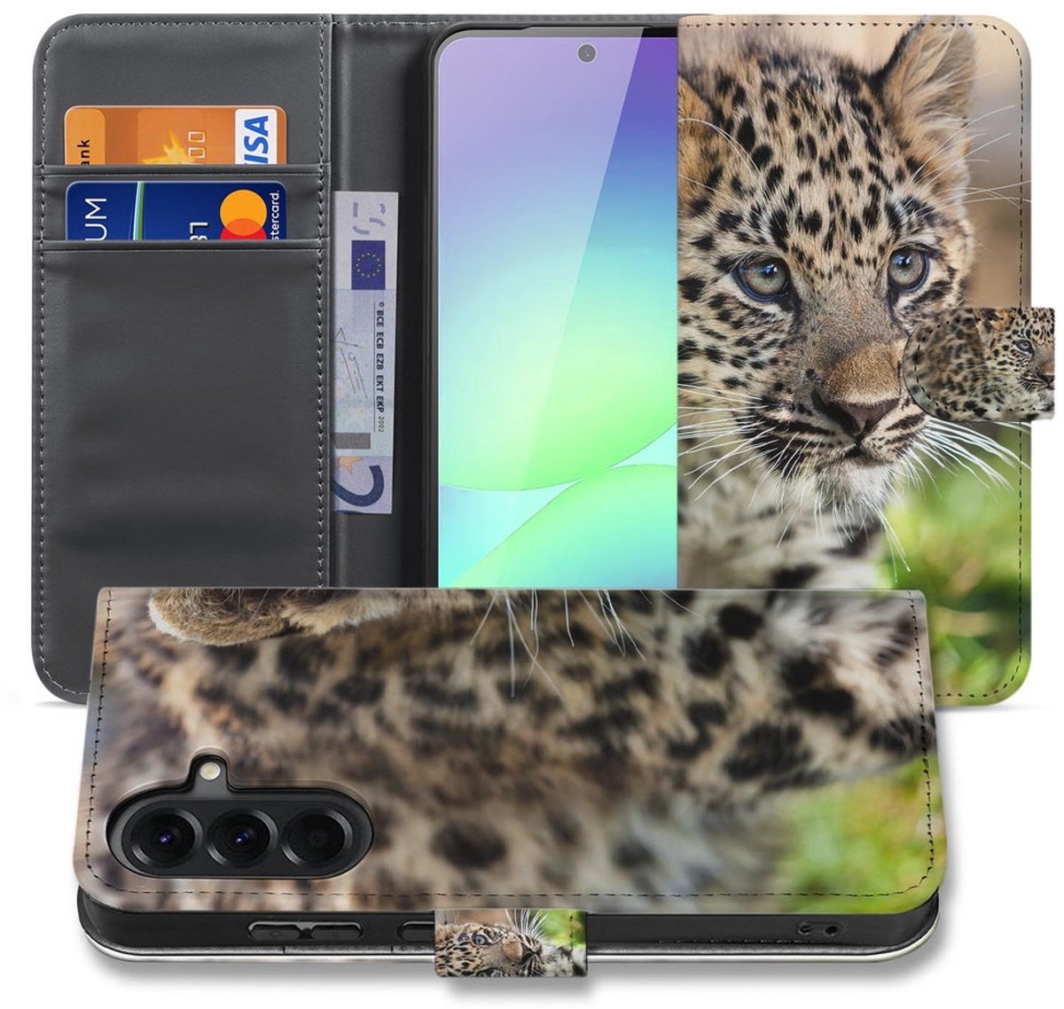 Book Case Samsung Galaxy A37 Hoesje Baby Luipaard met Magnetische sluiting