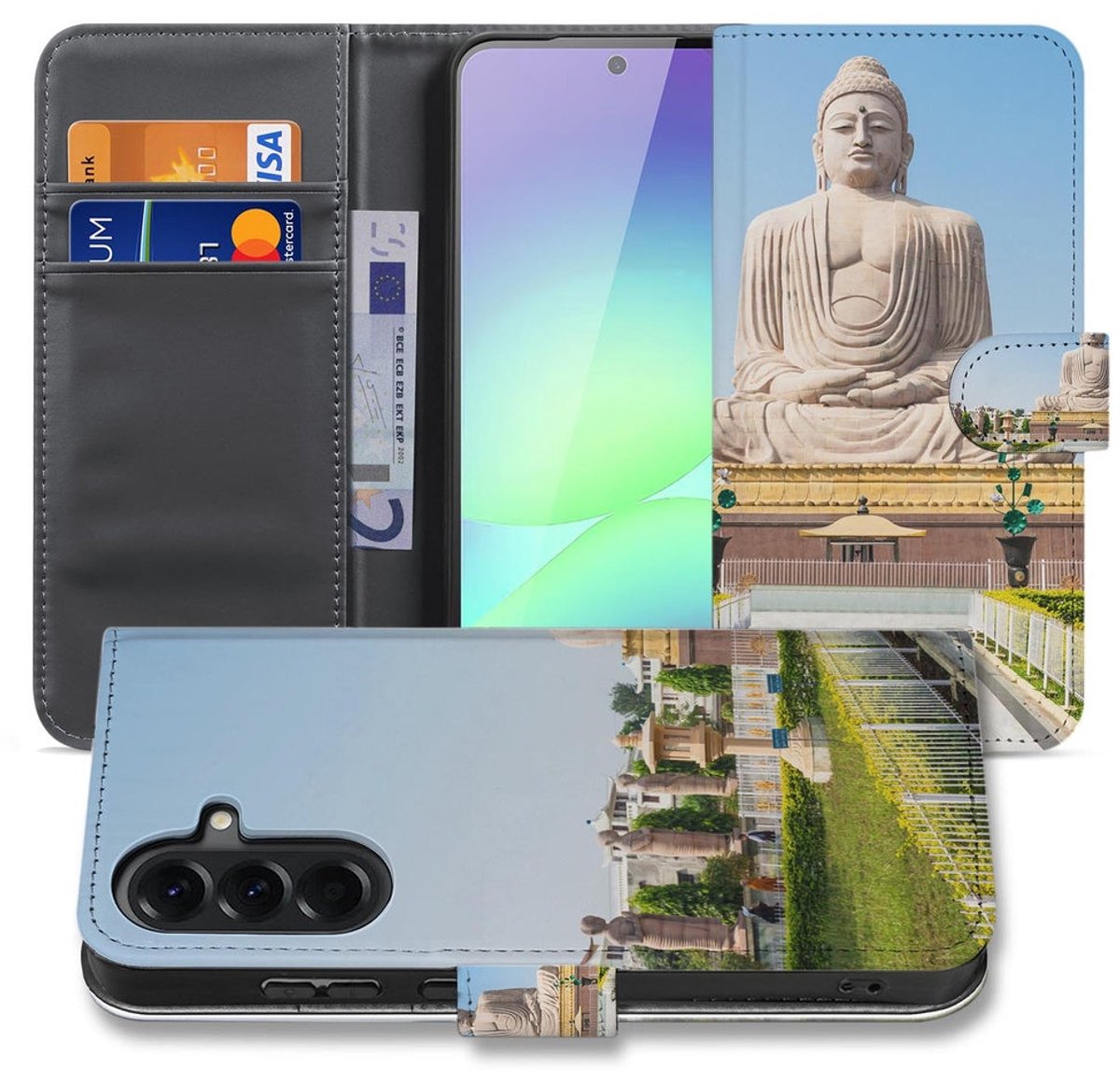 Book Case Samsung Galaxy A37 Boeddha met Pasjeshouder