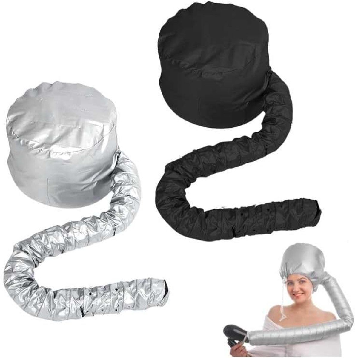Droogkappen Föhnstukken - Krul Haar Styling - Thuis Gebruik - Inclusief Kammen - 20 x 15 cm - Zwart Zilver