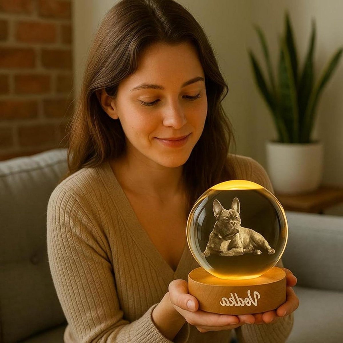 Gepersonaliseerde Kristallen Bol - Nachtlampje Hond Kat - Herinnering Cadeau - 2D Foto Gravure - 6cm Diameter - Meerkleurig