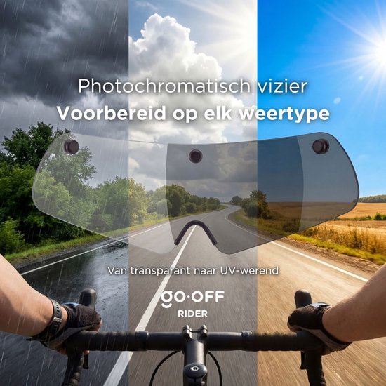 Casque de vélo GOOFF® RIDER avec visière photochromatique et éclairage - Casque de vélo électrique pour adultes - Convient aux vélos électriques et aux vélos de course - Lumière LED - Femmes et hommes - Noir - L