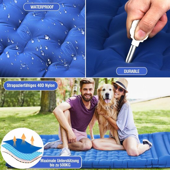 Zelfopblazende Slaapmat - Kampeer Matras - Buiten Slapen - 12cm Dik Ergonomisch - L195 x B66cm - Blauw — afbeelding 5