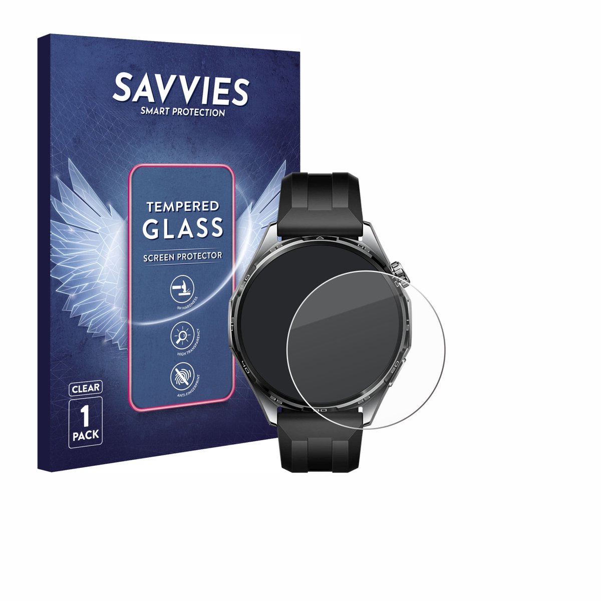 Savvies - Glas Screenprotector voor Huawei Watch GT 6 (46 mm) - Gehard Beschermglas 9H