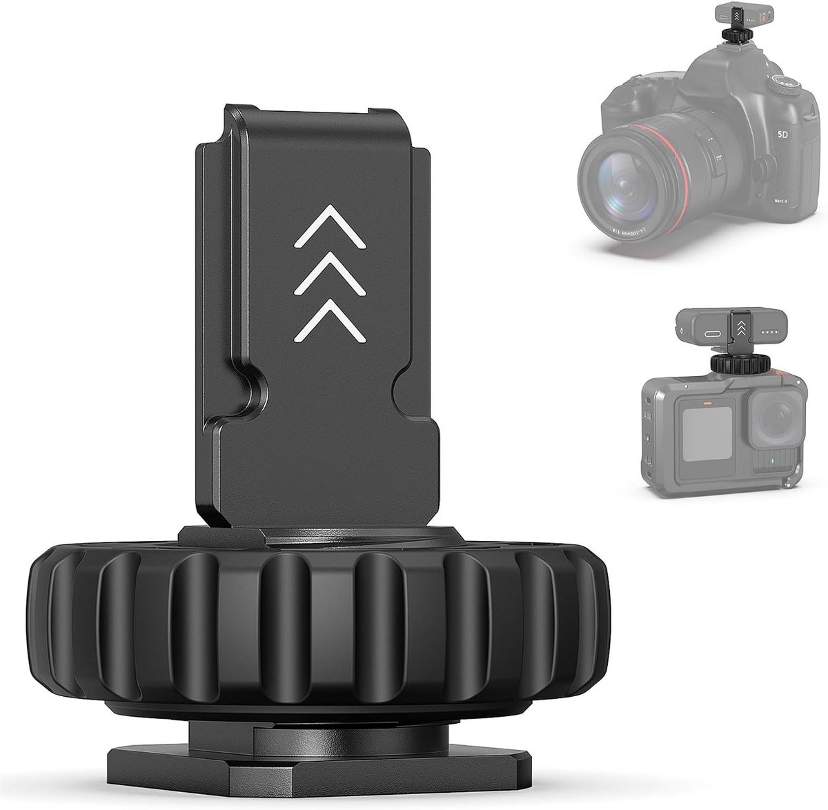 Microfoonhouder - Cold Shoe Adapter - Camera Opnames - Aluminium Legering - 14mm Hoogte - Zwart