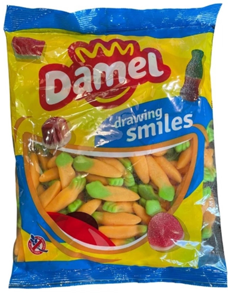 Damel Carrots – Gumsnoep Wortels – Fruitig – Zacht – Halal 1 Kilo Grootverpakking