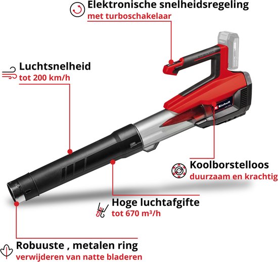 Einhell Accu Bladblazer GP-LB 18/200 Li E Solo - Power X-Change - 18 V/Li-Ion - Blaassnelheid: 200 km/h - Toerentalregeling - Axiale waaiertechnologie - Excl. accu en lader van Einhell — afbeelding 2