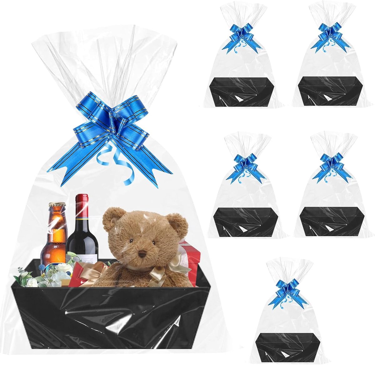 Geschenkmanden Karton - Cadeaumanden Leeg - Gepersonaliseerde Pakketten - Stevig Kraftpapier Design - 25 x 16.5 x 14 cm - Zwart