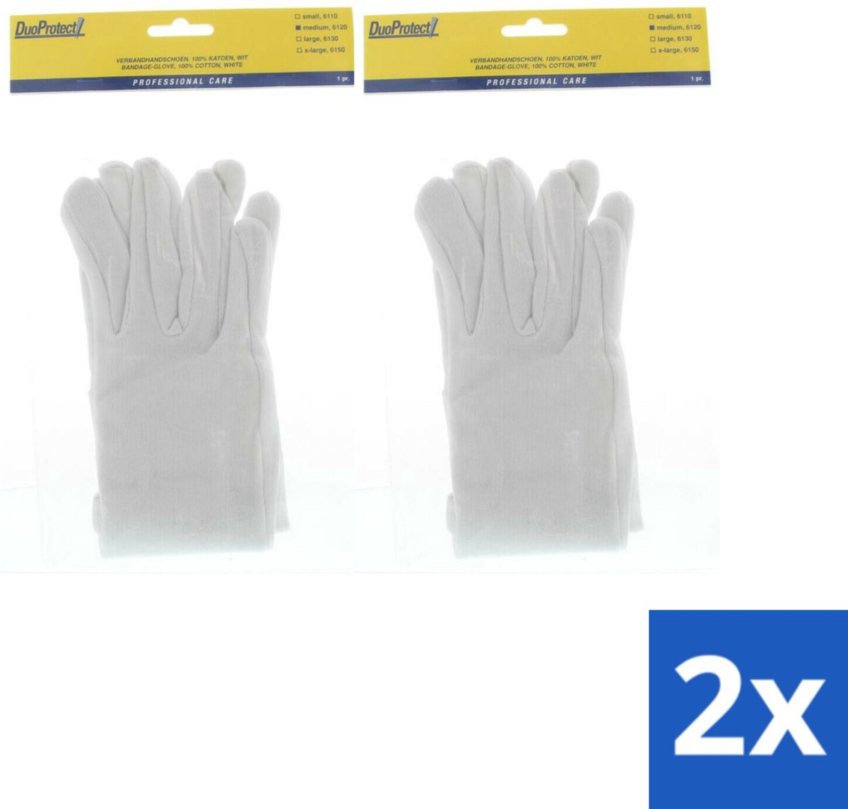 2x Duoprotect Handschoenen Katoen Medium 1 paar