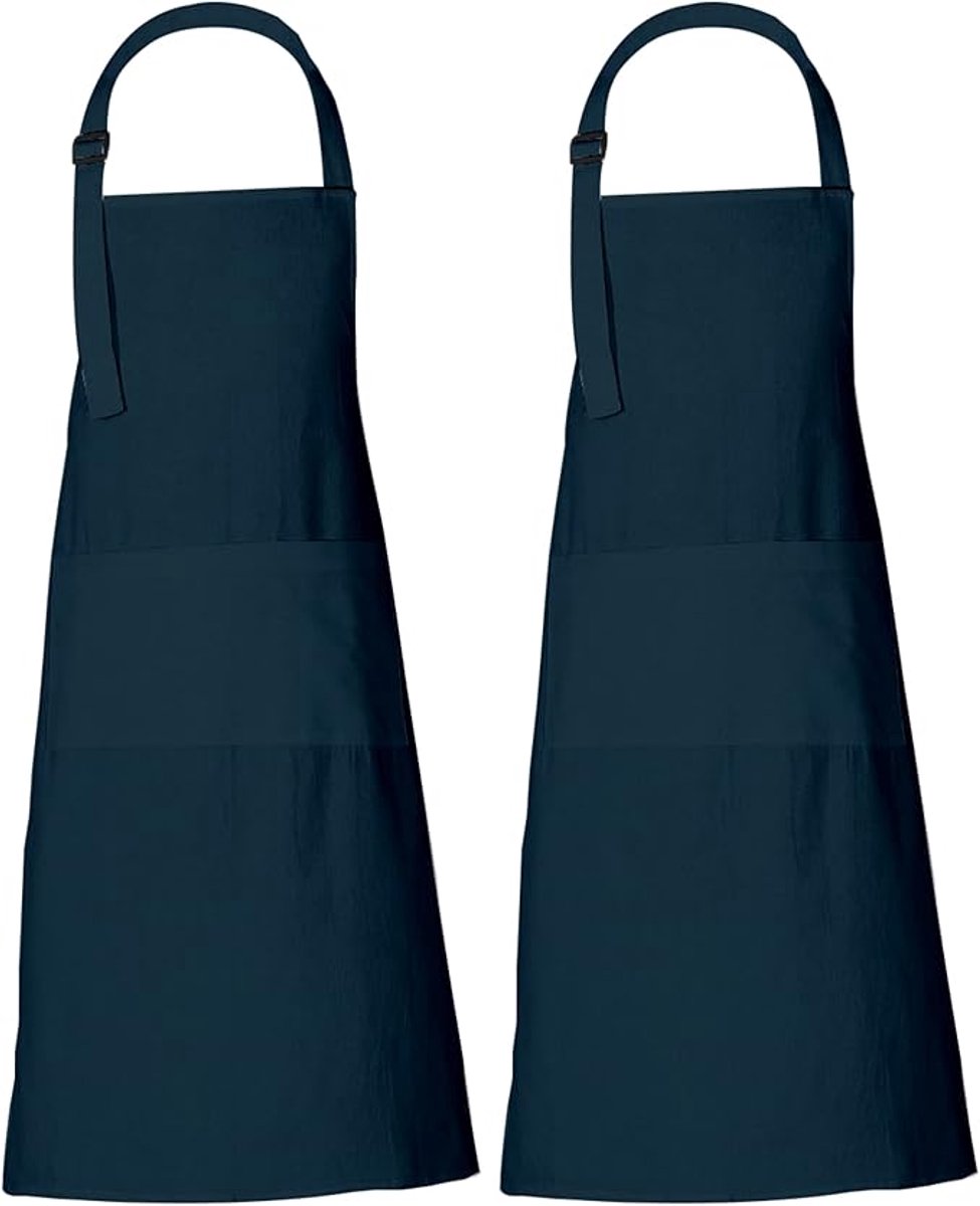 2 stuks Chef Aprons for Women and Men, 89*68 cm, Plain Apron with 3 Pockets