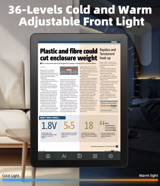 E-reader 6 inch E-Ink eBook Reader B6 - OS Android 14 - 36-Level Frontlight - 4GB RAM 64GB Opslag - Oogvriendelijk Scherm - Zwart van Merkloos — afbeelding 5